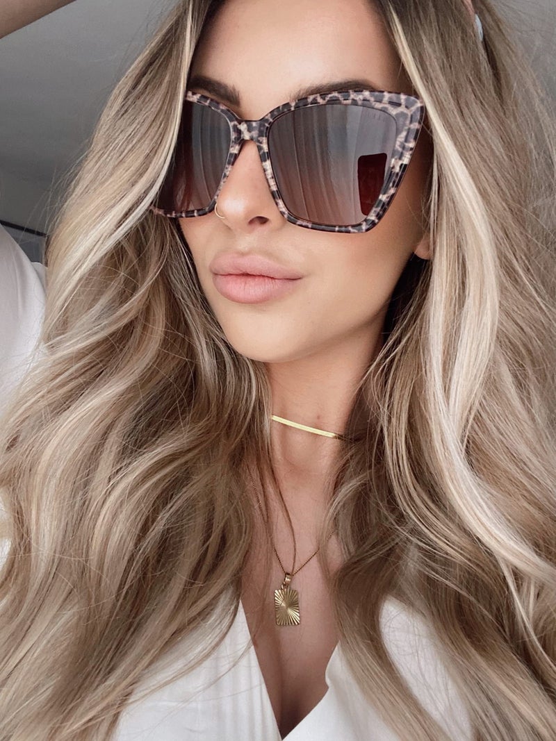 DIFF Becky II Designer Oversized Cat Eye Sunglasses for Women | Leopard Tortoise + Brown Gradient | 100% UV Protection - Image 2